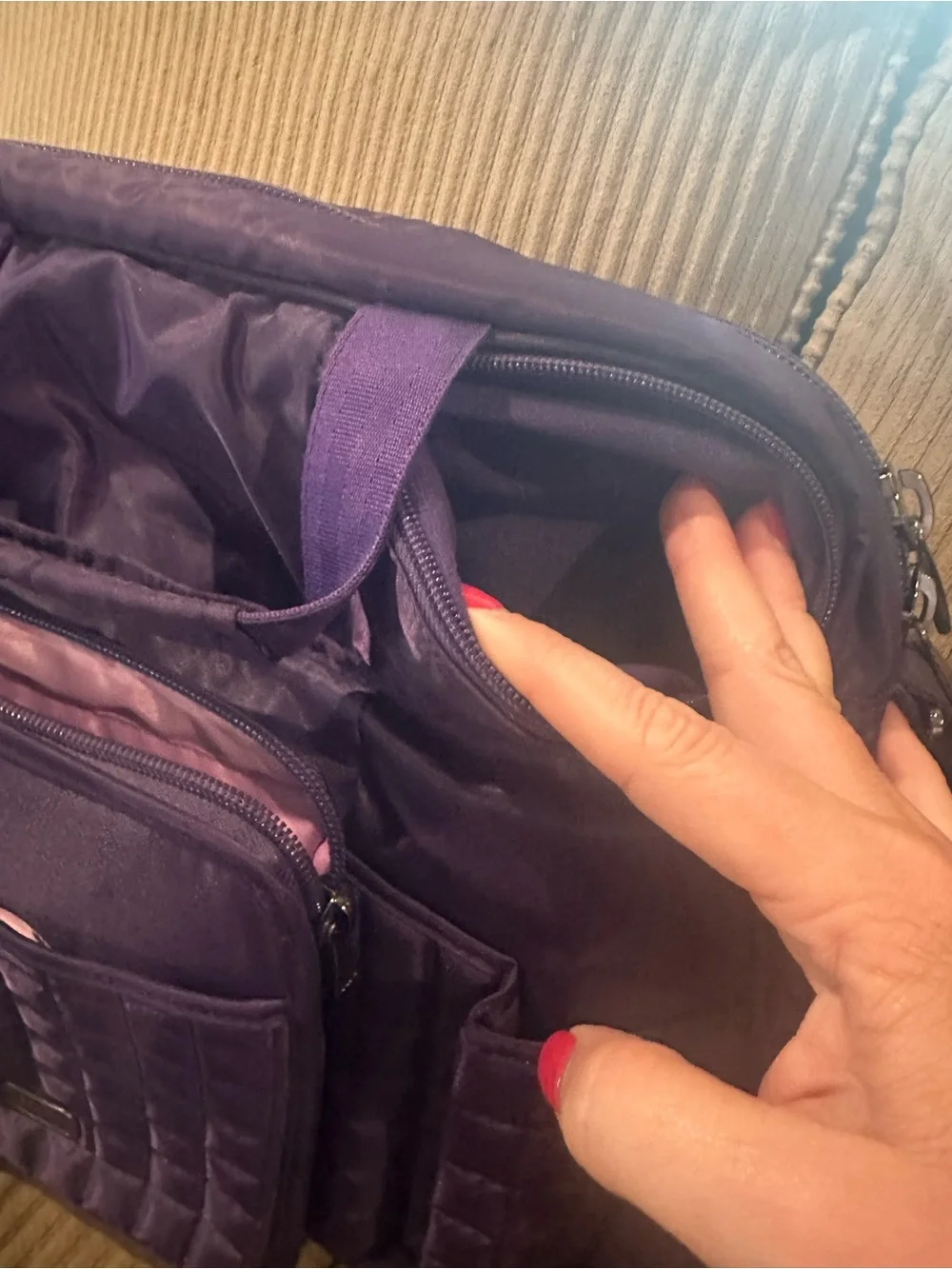 LUG Tuk Tuk Purple Quilted Baby Bag with Multiple Exterior Pockets